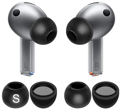 Galaxy Buds 3 Pro Memory Foam Tips Earbud, 2 Pairs Replacement Comfortable No Silicone Pain Noise Isolation Accessories Compatible with Samsung Galaxy Buds 3 Pro/Galaxy Buds 4 Pro - Black S - size: S