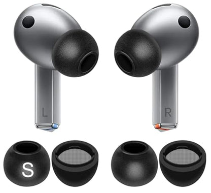 Galaxy Buds 3 Pro Memory Foam Tips Earbud, 2 Pairs Replacement Comfortable No Silicone Pain Noise Isolation Accessories Compatible with Samsung Galaxy Buds 3 Pro/Galaxy Buds 4 Pro - Black S - size: S