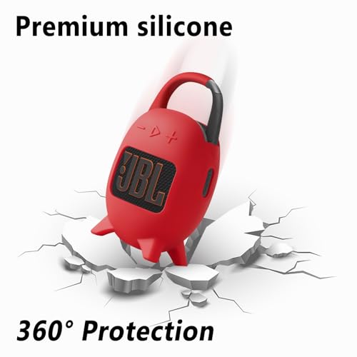 Geiomoo Silicone Carrying Case for JBL Clip 5, Protective Portable Scratch Shock Resistant Cover (Red) - color: Red