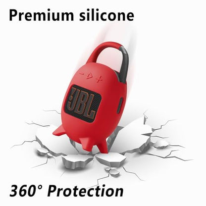 Geiomoo Silicone Carrying Case for JBL Clip 5, Protective Portable Scratch Shock Resistant Cover (Red) - color: Red