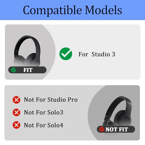 Studio3 Headband & Hinge & Cushion for Beats Studio 3 Headphone,Black Gold | Durable Replacement Headband,Studio 3 Parts Accessories Repair Kit Set ,As Same As The OEM - color: Black Gold