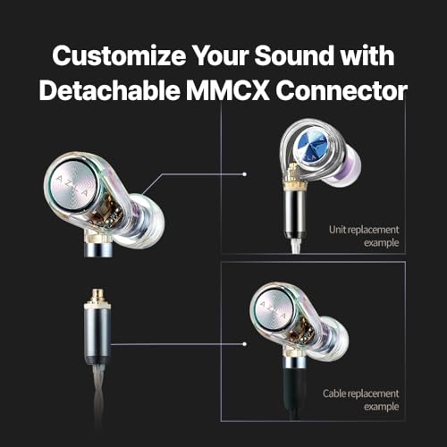 AZLA ARES Clear Gaming Earbuds with Mic for PS5 PC FPS USB-C MMCX | IEMs for Gaming, Tuned for FPS Games, Compatible with PS5, XBox, Nintendo Switch, PC, Phone and More