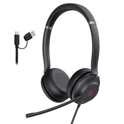 Yealink UH37 USB Headset with Mic Noise Cancelling Wired Headphone USB-C/A