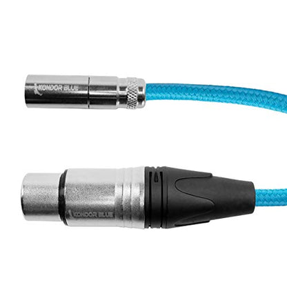 KONDOR BLUE | 16 Inch Mini XLR (TA3) 3-Pin Male to XLR Female Audio Cable | Braided On-Rig Mic Cable for Blackmagic Design Pocket Cinema Camera 4K 6K, for Canon EOS C70 | Blue - color: Blue