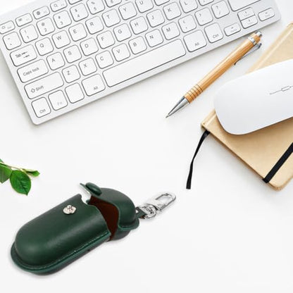 Green Leather Cotton Earphone Case, Portable Scratch-Proof Holder