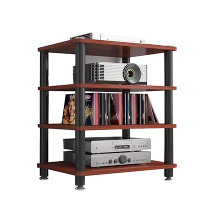 Media Storage Cabinet Rack Audio Tower, Modern Audio-Video Media Stand, 1/2/3/4-Tier Media Cabinet, Wood Stereo Cabinet(Red,4 Tier) - color: Red, size: 4 Tier