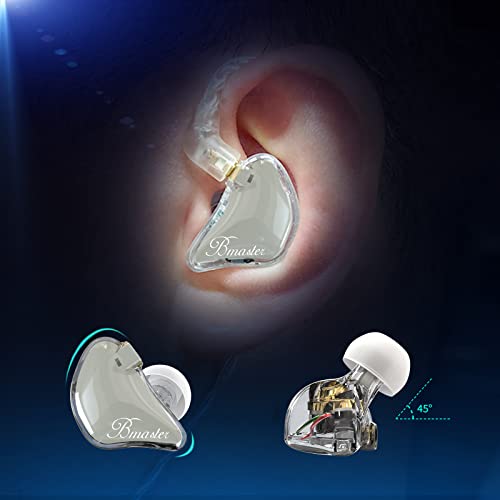 BASN Bmaster Triple Drivers in Ear Monitor Headphone (Gray) | sound isolation iem with two detachable mmcx cables,carrying kit fit, ideal for audio engineer musician - color: Gray