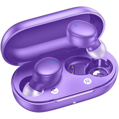 kurdene Wireless Earbuds Bluetooth 5.3 Light Weight in Ear Headphones | Premium Sound Bass Ear buds with Charging Case,Touch Control,Built in Mics Headset,Clear Calls for Sports Workout Purple - color: Purple