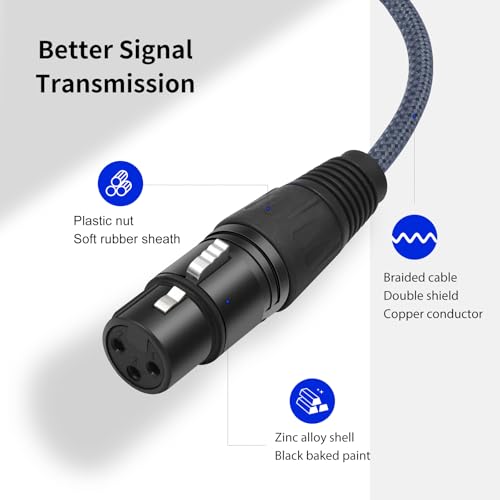 2 Pack 1/4 TRS Male to 3Pin XLR Female Microphone Cable,Balanced 6.35mm TRS to XLR Female Braid Quarter inch Cable for Mixer Microphone Active Speakers-3Feet - color: 1/4 TRS To XLR F, size: 3Feet(2Pack)