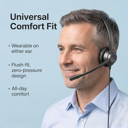 X1 RJ9 Desk Phone Headset - Desk Phone ONLY - Single Ear Noise Cancelling Mic - Compatible with Yealink Cisco Polycom Avaya IP Phones - All-Day Comfort