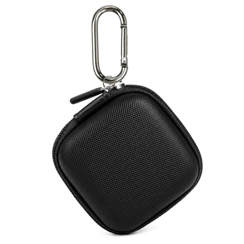 Earbud Case for AirPods & Wireless Earbuds, PU Leather EVA Hard Shell Headphone Case with Mesh Pocket, Cable Organizer Bag with Carabiner, Shockproof Travel Storage Case, Black - color: A-Black