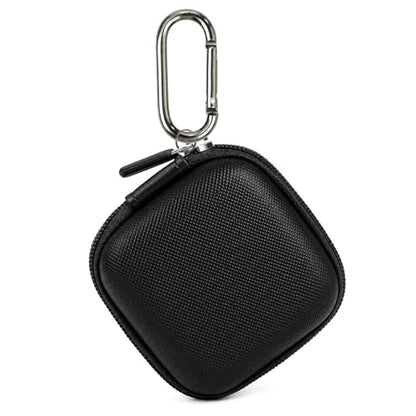 Earbud Case for AirPods & Wireless Earbuds, PU Leather EVA Hard Shell Headphone Case with Mesh Pocket, Cable Organizer Bag with Carabiner, Shockproof Travel Storage Case, Black - color: A-Black