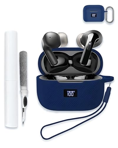 Case Cover for tozo T20 Wireless Earbuds Bluetooth Headphones,Protective Soft Silicone Skin Case Cover Shock-Absorbing Protective Case with Keychain,Lanyard and Cleaning Pen-Blue - color: BLUE