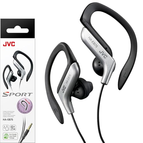 Clip Style Headphone Black and Silver Lightweight and Comfortable Ear Clip Splash Proof Water resistant Powerful Sound with Bass Boost JVC HAEB75S - color: Black/Silver, size: One Size (Pack of 1)