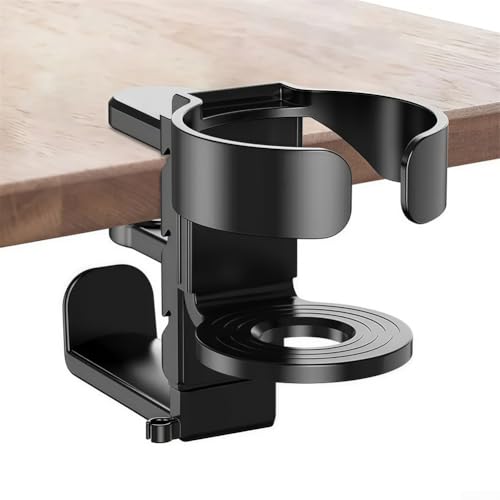 Under Desk Organizer Cup Holder and Headphone Hanger 2 in 1 Adjustable Clamp for a Cleaner Workspace (White) - color: White