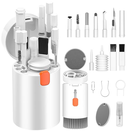 VICHYIE 20 in 1 Multifunctional Cleaner Kit for Electronic Devices (White) | Keyboard Cleaning Brush, Headphones Cleaner Kit for AirPods, Multi-Tool for Cleaning Laptop, Earbuds, Camera, Cellphones - color: White