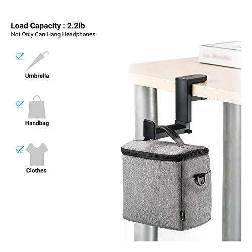 Gaming Headphone Stand Hanger Hook for Desk, Headset Holder Mount with 360° Rotating & Cable Clip Design, Universal Stand Clip for PC HyperX Gaming Headset AKG Beats Sony Sennheiser Music Headphones