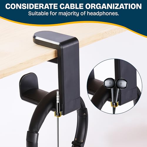 Headphone Stand for Desk - Clamp-On Headset Holder with 360° Rotating Hook