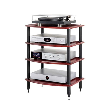 Pangea Audio Vulcan Four Shelf Audio Rack, Media Stand, and Components Cabinet 4 Shelf Rosenut Red - color: 4 Shelf Rosenut Red