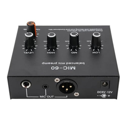 60dB Gain Microphone Preamp, Studio Quality Sound, 48V Power, 3 Channel Input, XLR Output, Line Out, for SM7B, with 48V Power, for 55SH (With 3.5mm Sound Cable) - size: With 3.5mm Sound Cable
