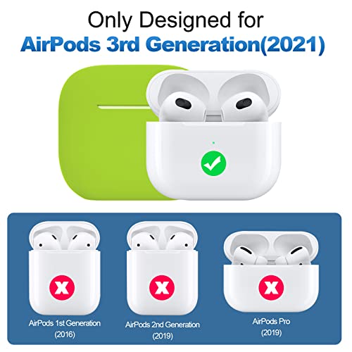 Compatible with AirPods 3 Case, Protective Silicone Cover for AirPods 3rd Generation Case 2021, Wireless Charging - Light Green - color: D-Light Green