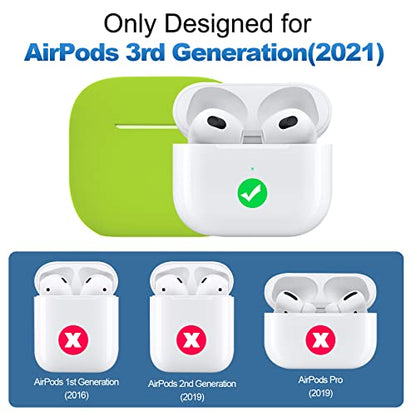 Compatible with AirPods 3 Case, Protective Silicone Cover for AirPods 3rd Generation Case 2021, Wireless Charging - Light Green - color: D-Light Green