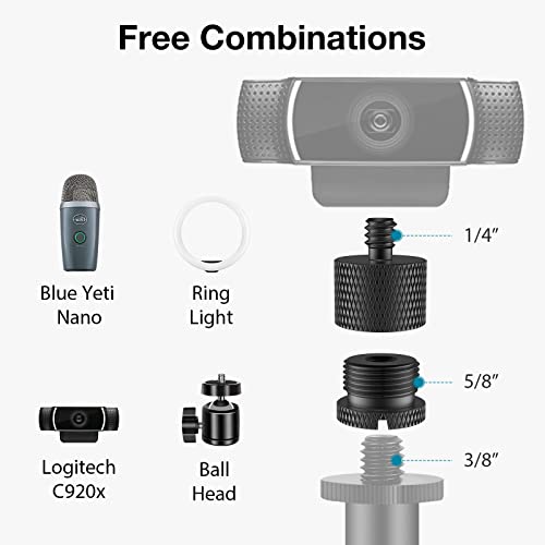 InnoGear 360° Rotatable Low Profile Mic Stand with Cable Management & 8 Pieces Mic Stand Adapter 5/8 Female to 3/8 Male 3/8 Female to 5/8 Male 5/8 Female to 1/4 Male 1/4 Female to 5/8 Male