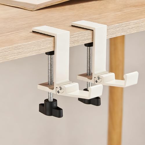 Foldable Headphone Stand Hanger Holder Under Desk Aluminum Alloy Headset Stand Fit for Gaming PC Accessories Universal Space Save Mount Clamp Hook Suitable for Xbox/PS4 Controller Office Computer Desk - color: White