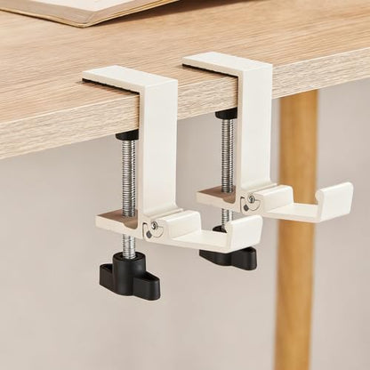 Foldable Headphone Stand Hanger Holder Under Desk Aluminum Alloy Headset Stand Fit for Gaming PC Accessories Universal Space Save Mount Clamp Hook Suitable for Xbox/PS4 Controller Office Computer Desk - color: White