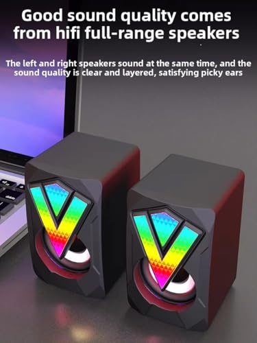 2 Piece Set Computer Subwoofer, Computer Speakers for Desktop Pc, USB-Powered with Volume Control for Desktop or Laptop PC, Compact Size, Headphone Jack, Portable, Plug-N-Play