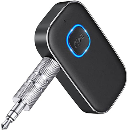 COMSOON Bluetooth AUX Adapter for Car, Wireless Audio Receiver | Noise Reduction Bluetooth Receiver for Music/Hands-Free Calls/Home Stereo/Speaker, 16H Battery Life/Dual Connect (All Black) - color: All Black