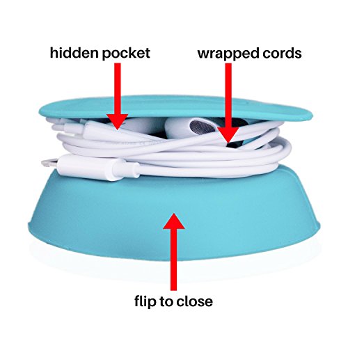 Budley - Tangle-Free Earphone/Earbud Case, Compact Storage System, Silicone (Teal, Set of 1) - color: Teal