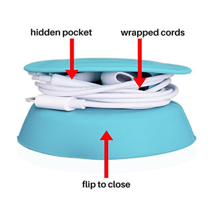 Budley - Tangle-Free Earphone/Earbud Case, Compact Storage System, Silicone (Teal, Set of 1) - color: Teal