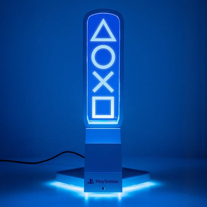 Paladone PlayStation 3-in-1 Headphone Stand and Tech Charging Station with Console Controller Cradle and 2 USB-C Ports, RGB Colour Changing Light Panel, Officially Licensed Gift for Gamers