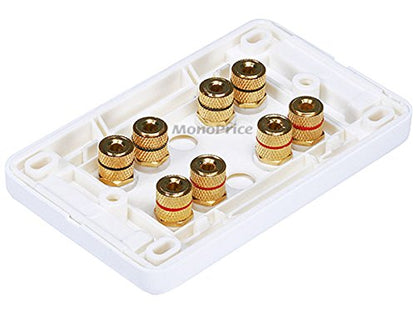 Monoprice 103642 Banana Binding Post Wall Plate for 4 Speaker White - size: 4 Speaker, style: 1-Piece