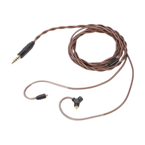 GOWENIC MMCX Earphone Cable with Detachable Microphone, 3.5mm to MMCX Replacement Cable for Shures SE215 SE315 SE425 SE535 SE846, OFC Braided Wire with Gold Plated Connectors, Clear