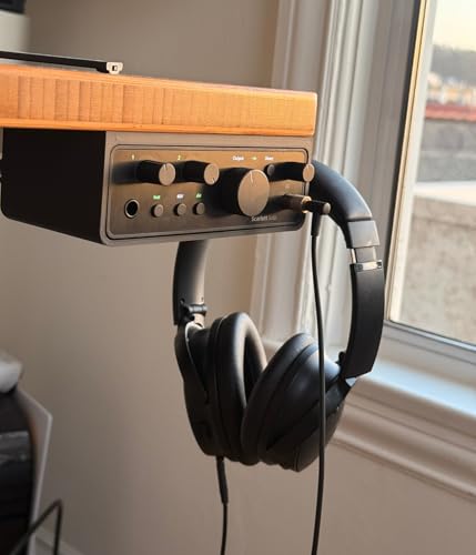 Under Desk Mount for Focusrite Scarlett Solo 4th Gen, Ventilated Space-Saving Audio Interface Bracket Holder (with Headphone Hook) - color: with Headphone Hook