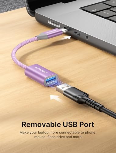 JSAUX USB C to USB 3.0 Adapter [2 Pack], USB C Male to USB Female OTG Cable Adapter Compatible with MacBook Pro/Air, iPhone 16 Pro Max/16 Plus/16e/15, Samsung Galaxy S25/S24/S23-Purple - color: Purple