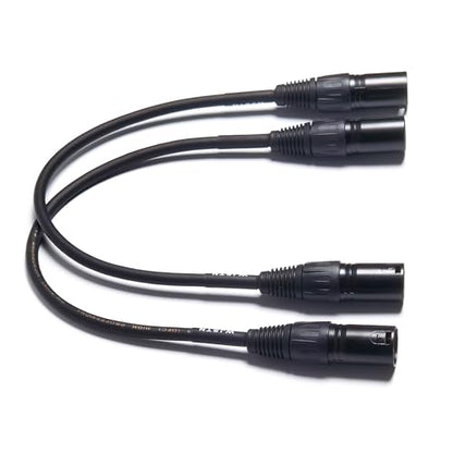 WJSTN Microphone Cable XLR Male to Male Patch Cable 3-Pin Balanced Cable DMX Cable Patch Cords 2Pack 1FT Black - size: 1Feet