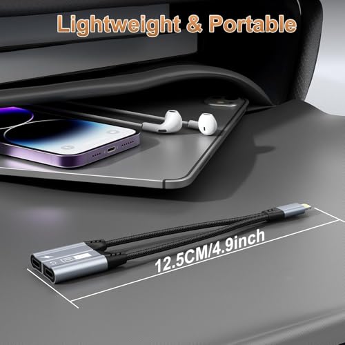Magnetic Lightning to Dual Lightning AUX Adapter,[ MFi Certified] 2 in 1 iPhone Audio and Charger Splitter,Dongle Compatible with iPhone 14/13/12/11/XS/XR/7/8 and iPad, Supports Charging & Audio - color: Black 1