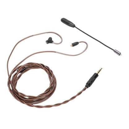GOWENIC MMCX Earphone Cable with Detachable Microphone, 3.5mm to MMCX Replacement Cable for Shures SE215 SE315 SE425 SE535 SE846, OFC Braided Wire with Gold Plated Connectors, Clear