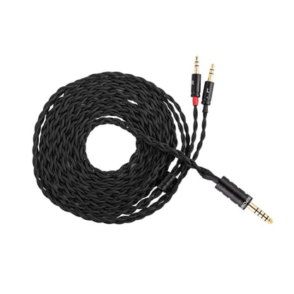 Linsoul Tripowin Nova 2M Over-Ear Monitor Headphone Cable | 4-Strand Silver Foil/OCC Hybrid Upgrade Cable , Dual 3.5mm to 4.4mm/3.5mm/XLR Plug, for Musicians Audiophiles, 4.4mm, Black - style: 4.4mm