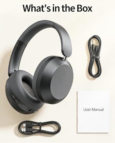 Wentronic Y05 Wireless Bluetooth Headphone, Noise Cancelling, Grey | Wireless Over-Ear Headphones, Hi-Res Audio, 48H Playtime, Built-in Mic, Comfort & Connectivity, Works with iOS, Android & PC - color: Grey