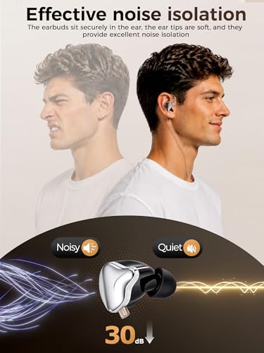 USB C Wired Earbuds IEM Headphones with Mic, HiFi Loud Earphones | detachable cable, loud, comfort, secure fit, noise cancelling, clear calls, durable, sport, running, for phone laptop tablet