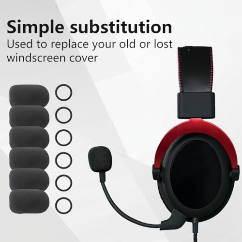 New 6-Pack Foam Windscreen Compatible with HyperX Cloud Chat Headset Microphone, High-Density Pop Filter Replacement Covers