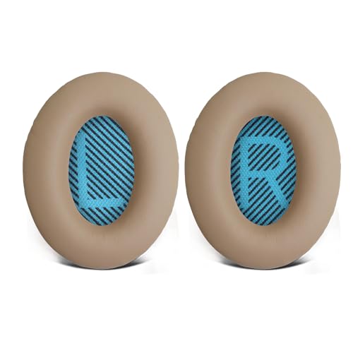 Replacement Ear Pads for Bose QuietComfort 35 35 II 15 25(qc 35 25 15/QC35 ii), Headphone Ear Covers, High Density Memory Cotton, Soft Leather, Adaptive Noise Isolation Headphones Pads Cushions - color: khaki, style: QC35