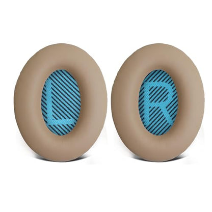 Replacement Ear Pads for Bose QuietComfort 35 35 II 15 25(qc 35 25 15/QC35 ii), Headphone Ear Covers, High Density Memory Cotton, Soft Leather, Adaptive Noise Isolation Headphones Pads Cushions - color: khaki, style: QC35