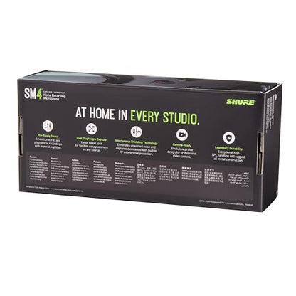Shure SM4-K Studio Condenser Microphone – XLR Mic for Home Studio Recording, Vocals & Instruments with Mix-Ready Sound & All-Metal Construction, Black | Vocals and Instruments with Mix-Ready Sound and All-Metal Construction, Black - size: 3.20, style: SM4