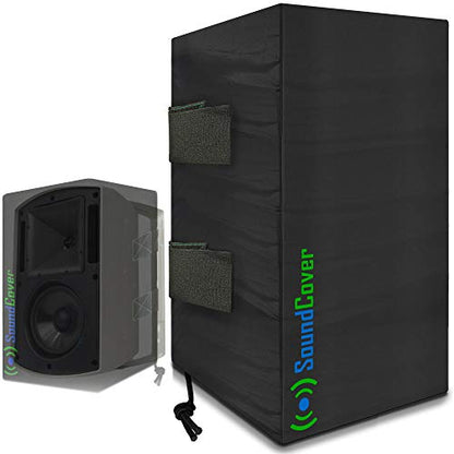 Large Outdoor Speaker Covers for C-Bracket Mounted Speakers Premium 210T Polyester with Silver UV Protective Coating Water-Resistant, Open-Back Design with Drainage Eyelets Set of 2 - size: LARGE: H 15" x W 9.45" x D 11"