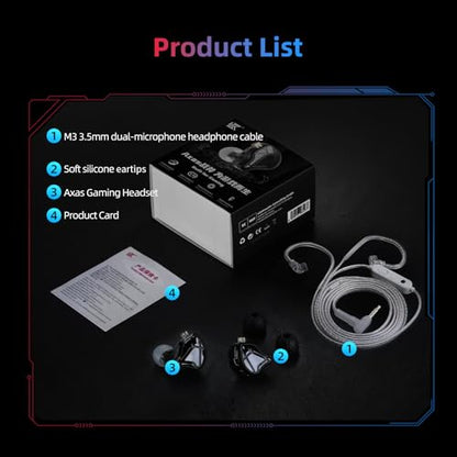 KZ Axas in Ear Monitor | Noise Isolating Gaming IEMs with Mic, Low-Distortion Audio, FPS Co-Tuned, Detachable Cable Ear Buds(White 3.5mm with MIC) - color: White, style: 3.5 mm with Mic